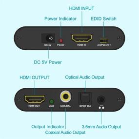 img 3 attached to 🔌 AVMTON Алюминиевый 4K 60 Гц аудио-экстрактор конвертер: HDMI в HDMI оптический TOSLINK SPDIF+3.5MM выход, поддерживает HDMI 2.0 HDCP 2.2, передача Dolby Digital/DTS, CEC, HDR10