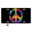 lefolen rainbow hippie symbol car front license plate retro love peace sign two fingers as victory on black decorate license plates cover 6&#34 logo