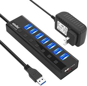 img 4 attached to 🔌 Atolla Powered USB 3.0 Hub with 7 Ports, Individual Switches, Smart Charging Port, and 5V/4A Power Adapter - USB Data Hub Splitter for Efficient Connectivity