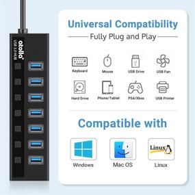 img 1 attached to 🔌 Atolla Powered USB 3.0 Hub with 7 Ports, Individual Switches, Smart Charging Port, and 5V/4A Power Adapter - USB Data Hub Splitter for Efficient Connectivity