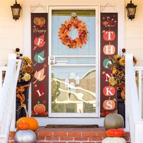 img 3 attached to Autumn Maple Leaf Harvest Thanksgiving Door Wreath - 19 Inch Fall Wreath with Pumpkins, Pinecone, Maple Leaf and Berry - Ideal for Front Door