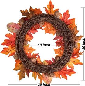 img 1 attached to Autumn Maple Leaf Harvest Thanksgiving Door Wreath - 19 Inch Fall Wreath with Pumpkins, Pinecone, Maple Leaf and Berry - Ideal for Front Door