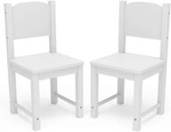 🪑 versatile timy toddler wooden chair pair: ideal kids furniture set for eating, reading, playing - 2 pack in classic white logo
