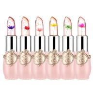💄 firstfly pack of 6 crystal flower jelly lipstick: long lasting nutritious lip balm for moisturized lips with magic temperature color change - pink logo