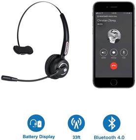 img 2 attached to Беспроводной гарнитура для дальнобойщиков с Bluetooth и накладным 🎧 микрофоном - идеально подходит для домашнего офиса, колл-центра, Skype.