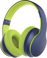 rockpapa e7 bluetooth headphones over ear: foldable wireless headset with mic for travel, home & office - blue green with travel case logo