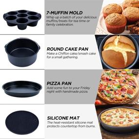 img 2 attached to 🍳 Complete Air Fryer Accessories Bundle with 12 Pieces - Roasting Racks & Skewers, Silicone Muffin Pan, 8-inch Pizza Pan, 100 Parchment Liners, Basting Brush - Compatible with 5.3 QT GoWise, Philips, Cozyna, or Larger Models