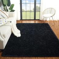 plmmua fluffy shaggy area rug 4x6 feet black - soft, washable non slip rug for bedroom, living room, nursery & dorm room logo