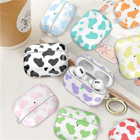 img 3 attached to Продукт: NIUTRENDZ Милый чехол с принтом коровы для Airpods Pro, накладка из прочного ТПУ, защитная оболочка с карабином, подходит для Apple AirPods Pro (зеленый).