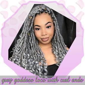 img 3 attached to Goddess Faux Locs Crochet Hair 6Packs Curly Ends 18Inch Pre-looped Synthetic Crochet Braids Hair for Women - 1B-GRAY