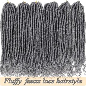 img 2 attached to Goddess Faux Locs Crochet Hair 6Packs Curly Ends 18Inch Pre-looped Synthetic Crochet Braids Hair for Women - 1B-GRAY