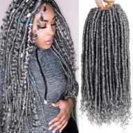 goddess faux locs crochet hair 6packs curly ends 18inch pre-looped synthetic crochet braids hair for women - 1b-gray logo