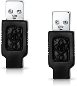 img 3 attached to Classy and Stylish: Black Flash Cufflinks Rhodium Plated