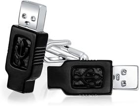 img 4 attached to Classy and Stylish: Black Flash Cufflinks Rhodium Plated