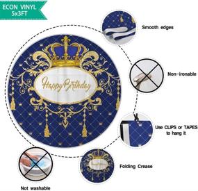 img 3 attached to 🎉 Stunning Allenjoy Royal Blue and Gold Happy Birthday Photo Backdrop for Kids Boy 1st Bday Party - Perfect Cake Table Wall Decoration, Banner, and Photo Booth Background - Little Prince Celebration Crown, 5x3ft Photoshoot Props