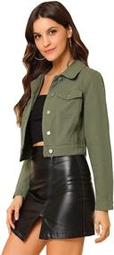 img 4 attached to Allegra Womens Button Sleeves Cropped Women's Clothing in Coats, Jackets & Vests