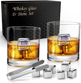 img 4 attached to 🥃 Veecom Whiskey Glass Set with 6 Whiskey Stones - Perfect Gift for Men