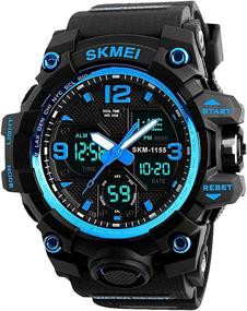 img 3 attached to LYMFHCH Men's Analog Sports Watch: LED Military Digital Stopwatch, Dual Dial Time Outdoor Army Wrist Watch Tactical