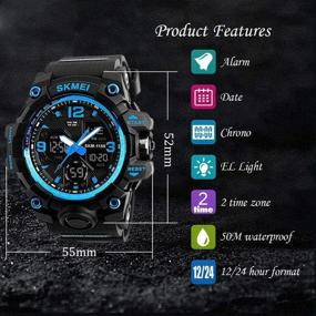 img 1 attached to LYMFHCH Men's Analog Sports Watch: LED Military Digital Stopwatch, Dual Dial Time Outdoor Army Wrist Watch Tactical