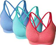 🏋️ akamc women's yoga sport bra, 3 pack, medium support, cross back, wirefree, removable cups logo