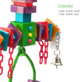 img 3 attached to 🦜 MEWTOGO Multicolored Parrot Bird Block Toys - Wooden Chewing Toys for Various Parrots and Birds including Macaws, Parakeets, Cockatiels