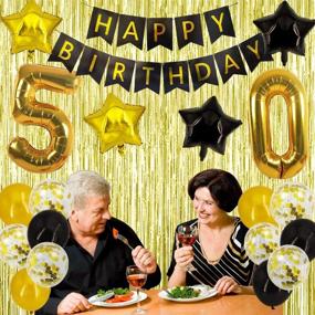 img 2 attached to Gold 50th Birthday Decorations: Happy 50th Birthday Balloons Set for Women 🎉 and Men - Party Supplies Kit with Decorations, Gifts, Banner, and Number Balloon 50