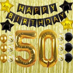 img 3 attached to Gold 50th Birthday Decorations: Happy 50th Birthday Balloons Set for Women 🎉 and Men - Party Supplies Kit with Decorations, Gifts, Banner, and Number Balloon 50