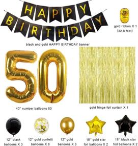 img 1 attached to Gold 50th Birthday Decorations: Happy 50th Birthday Balloons Set for Women 🎉 and Men - Party Supplies Kit with Decorations, Gifts, Banner, and Number Balloon 50