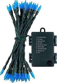 img 3 attached to 🎄 Christmas Blue LED String Lights - 17.3ft, 50 Lights, Green Wire, Battery Powered with 8 Modes & 6 Hr Timer - Ideal for Indoor and Outdoor Party, Home, Patio, Lawn, Garden Holiday Decoration