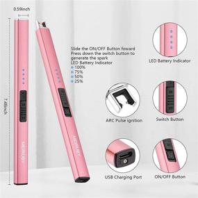 img 3 attached to 🕯️ MEIRUBY Electric Lighter: Rechargeable USB Arc Lighter for Candle, Camping, and Family Use - Rose Gold