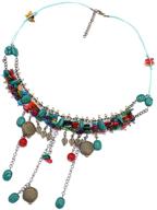 📿 bohemia multilayer necklace with retro imitation shell and simulated turquoise beads - statement collar necklace for women logo