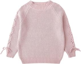 img 4 attached to 👧 Cute and Cozy: Curipeer Girl’s Long Sleeve Knit Sweater with Lace Up Crewneck – Perfect Holiday Pullover for Ages 6-13Y