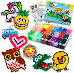 img 4 attached to 🧩 CraftyCreations Fuse Beads Craft Kit - 24 Colors, 6 Pegboards, 34+ Patterns, Perler Beads Compatible Kit, 2 Tweezers, and Ironing Paper