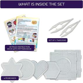 img 3 attached to 🧩 CraftyCreations Fuse Beads Craft Kit - 24 Colors, 6 Pegboards, 34+ Patterns, Perler Beads Compatible Kit, 2 Tweezers, and Ironing Paper