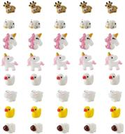 🦄 colorful 80-piece slime charms decoration: unicorn, owl, mermaid, duck, cow, sheep, and puppy beads for diy crafts (4 patterns/20 pcs each style) - resin toy supplies (a) logo