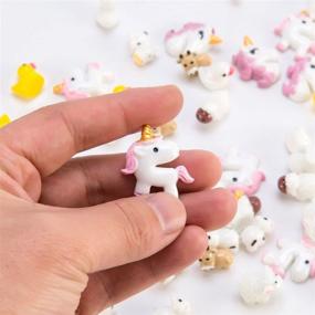 img 1 attached to 🦄 Colorful 80-Piece Slime Charms Decoration: Unicorn, Owl, Mermaid, Duck, Cow, Sheep, and Puppy Beads for DIY Crafts (4 Patterns/20 PCS Each Style) - Resin Toy Supplies (A)