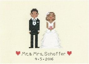img 2 attached to 📸 Capture Cherished Memories with Dimensions 70-65160 Personalized Wedding Record Counted Cross Stitch Kit, 7" x 5