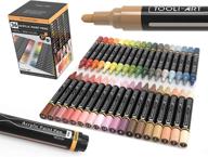 🎨 36 acrylic paint markers set - skin & natural earth colors - 3mm medium tip - ideal for rock painting, pebbles, canvas, glass, mugs, scrapbook, fabric, ceramic, wood - non toxic, waterbased, quick dry logo