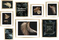 🖼️ artbyhannah 8 pack modern gold gallery wall frame set: decorative botanical plant art prints for perfect home décor логотип