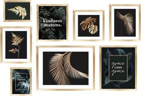 img 4 attached to 🖼️ ArtbyHannah 8 Pack Modern Gold Gallery Wall Frame Set: Decorative Botanical Plant Art Prints for Perfect Home Décor