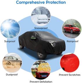 img 3 attached to 🚚 Black Truck Cover - Waterproof All Weather Car Cover for Extended Cab & Pickup Trucks - Heavy Duty Protection from Sun, Rain, Snow, Dust - Outdoor Car Covers with Reflective Strips