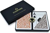 🃏 copag 1546 design: 100% plastic playing cards - poker size jumbo index double deck set in orange/brown logo