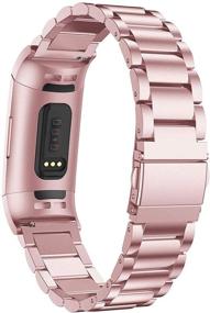 img 4 attached to Maxjoy Fitbit Charge 3/4 Metal Bands: Premium Stainless 👉 Steel Replacement Bracelet Straps in Black, Silver, and Rose Gold