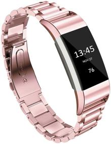 img 2 attached to Maxjoy Fitbit Charge 3/4 Metal Bands: Premium Stainless 👉 Steel Replacement Bracelet Straps in Black, Silver, and Rose Gold