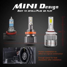 img 3 attached to 🔦 H11 LED Headlight Bulb - Compact Size, Ultra Bright 10800LM CSP Chips All-in-One H8/H9 LED Conversion Kit, 6000K Cool White - 2 Year Warranty (Pack of 2)