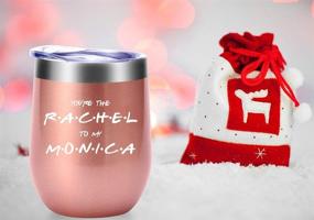 img 1 attached to 👭 Rachel and Monica Mug for Long Distance Friendships - Best Friend Gifts for Women, Perfect for Birthdays and Christmas - Rose Gold Wine Tumbler (12oz)