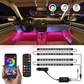 img 4 attached to 🚗 TATUFY Внутренние автомобильные фонари: 4шт 48 LED 12V Наборы управления освещением с Bluetooth через приложение - Мультицветная синхронизация с музыкой с активацией звука от зарядного устройства для смартфонов