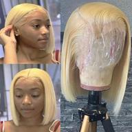 🏼 candice hair blonde bob wig lace front wigs human hair 613 short bob wigs for black women straight brazilian hair glueless lace wigs pre plucked with baby hair (10 inch) - premium quality affordable blonde bob wig for black women logo