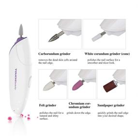 img 2 attached to TOUCHBeauty Portable Electric Nail File Drill Buffer Polisher Set with LED Light - Professional 5in1 Manicure & Pedicure Kit for Natural Acrylic Nails at Home or Nail Salons - Battery Powered in Purple (TB-1333)