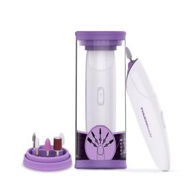 img 4 attached to TOUCHBeauty Portable Electric Nail File Drill Buffer Polisher Set with LED Light - Professional 5in1 Manicure & Pedicure Kit for Natural Acrylic Nails at Home or Nail Salons - Battery Powered in Purple (TB-1333)